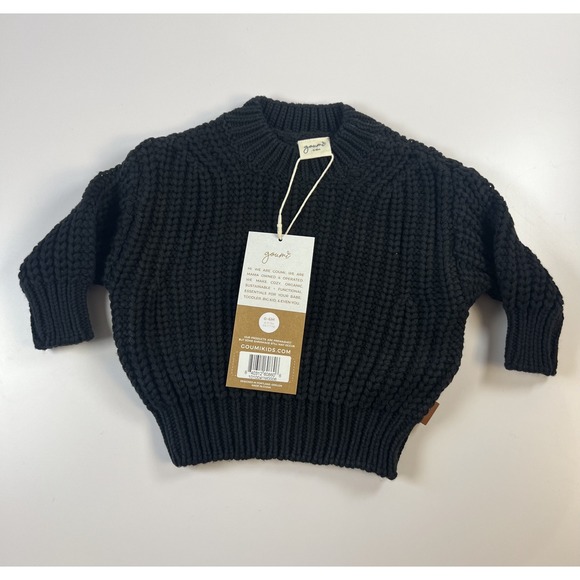 GoumiKids 0-6M Chunky knit Black sweater NWT! - Picture 2 of 5